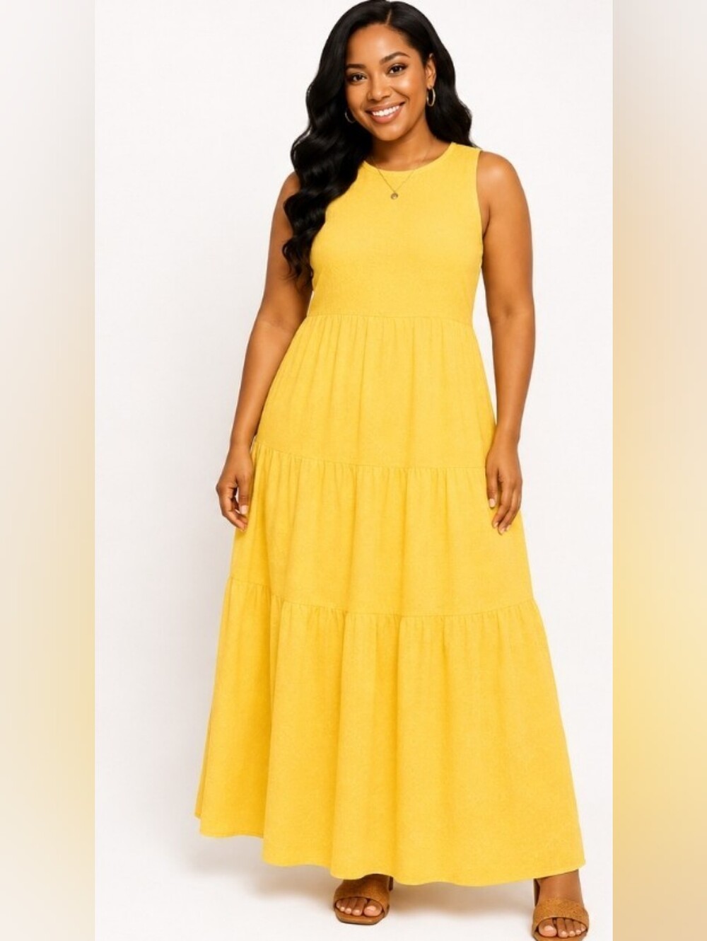 Davina High Neck Sleeveless Maxi Dress | Sunshine Yellow | Size L